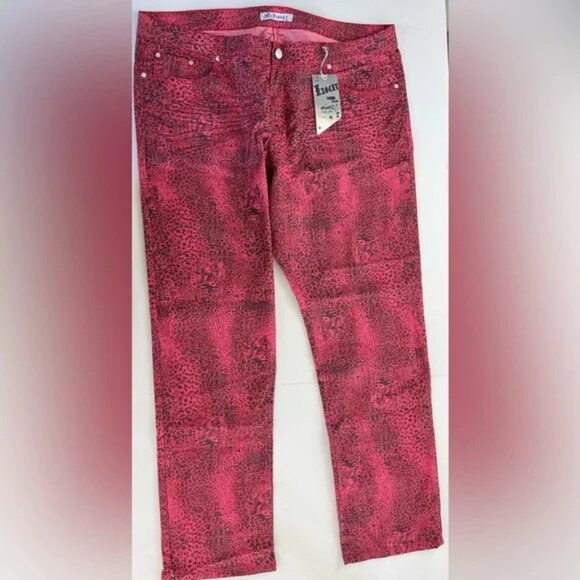 RED ANIMAL PRINT EXOCET JEANS - Picture 1 of 1